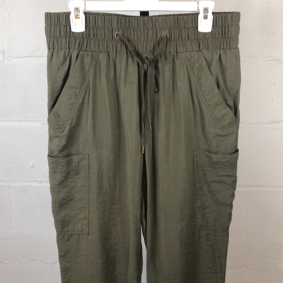 BDG Rayon Cargo Pants Size L Crop Olive Green #e44 - Picture 2 of 5